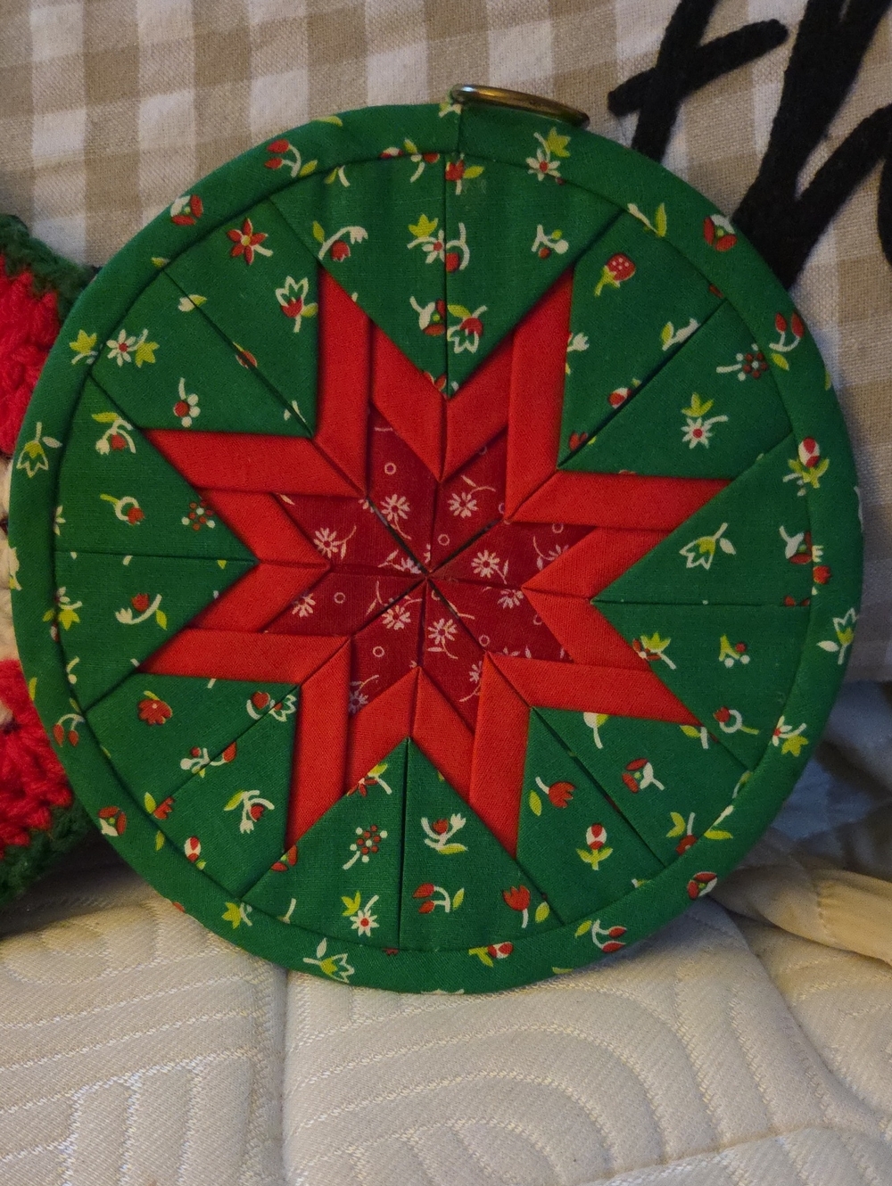 Vintage Christmas Crochet & Quilted Potholders Set